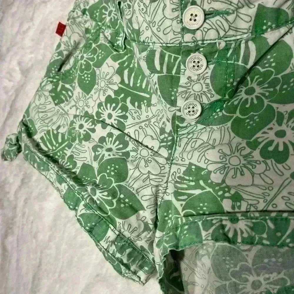 Bongo Retro Vtg Y2K 90'sFloral Shorts Green White Womens Paisley Shorty Shorts 5 - Picture 5 of 14